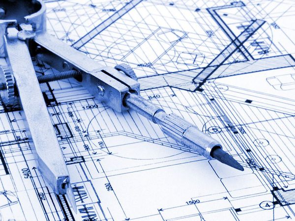 Engineering design drawings with a drafting compass